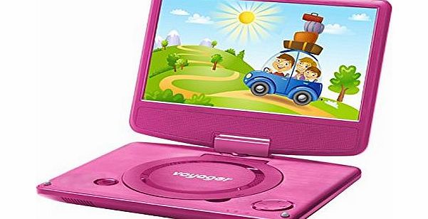 Voyager VYCDVD9-PNK 9 inch Swivel Screen Portable DVD Player with Internal Battery - Pink