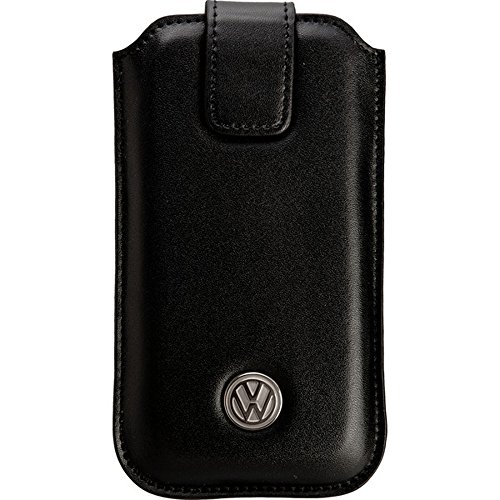 PDA-Punkt Volkswagen Case M in Leather Black for Apple iPhone 5 / iPhone 5C / iPhone 5S / Samsung Galaxy S4 Mini GT-I9190 Licensed Product with Cleaning Cloth
