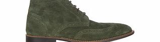 Rock green suede wingtip Derby brogues