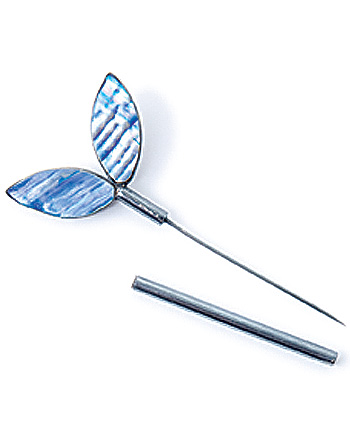 Blue Leaf Mother Of Pearl Pin