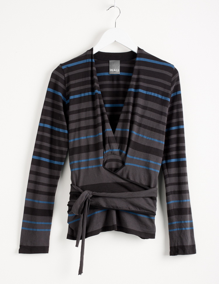 Wall Luxury Essentials Blue Stripe Wrap Top