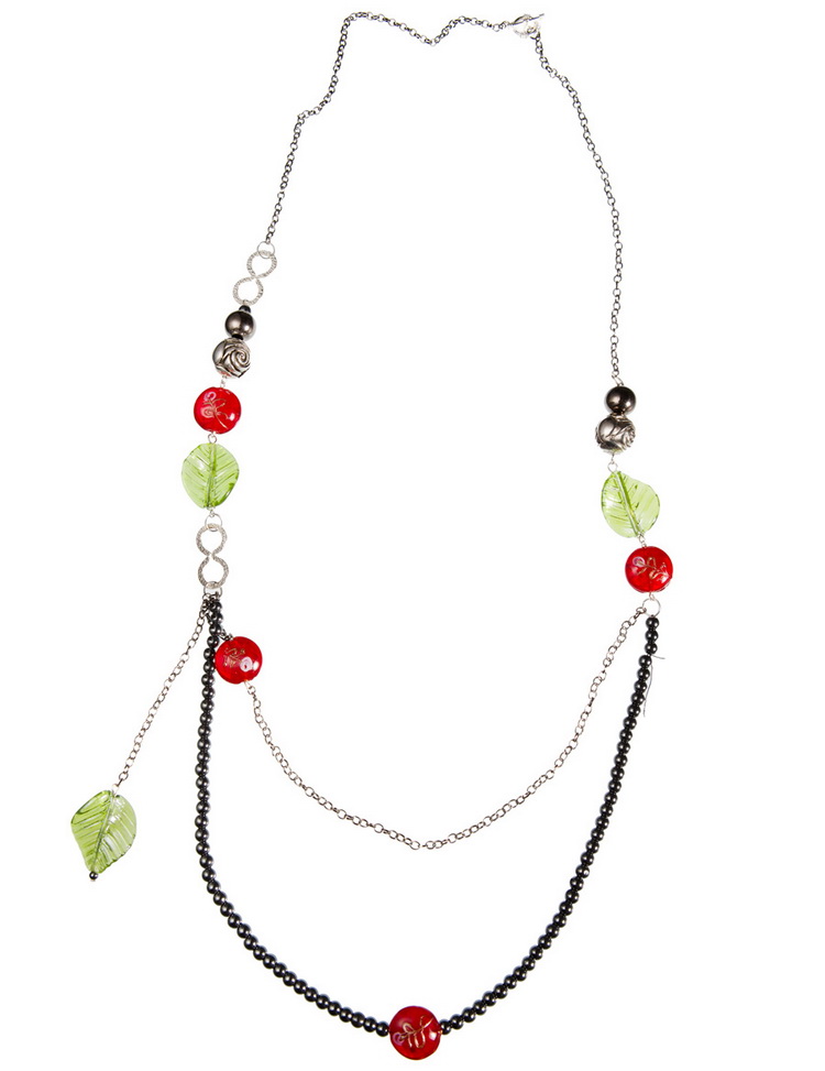 Wall Luxury Essentials Green Murano Leaf Necklace