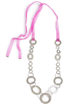 Wall Luxury Essentials Hammered Oval Necklace With Ribbon