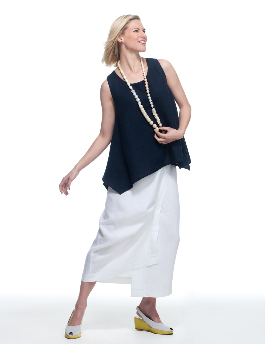 Wall Luxury Essentials Linen Ruched-front Wrap Skirt