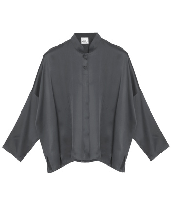 Wall Luxury Essentials Silk-Satin Oversized Mandarin Shirt