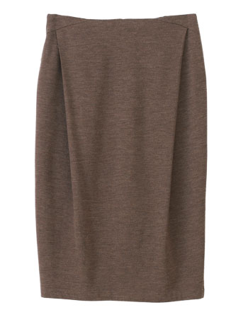 Wool/jersey sculpted skirt