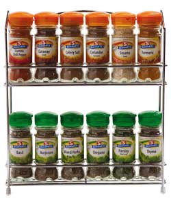 Wall Mountable Wire 12 Jar Spice Rack and 12
