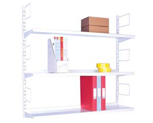 Wall mounted twinslot shelving