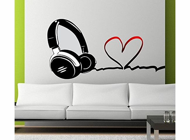 Wall Smart Designs Full Colour Love Music DJ Headphones Wall Art Sticker Decal Mural Transfer Print