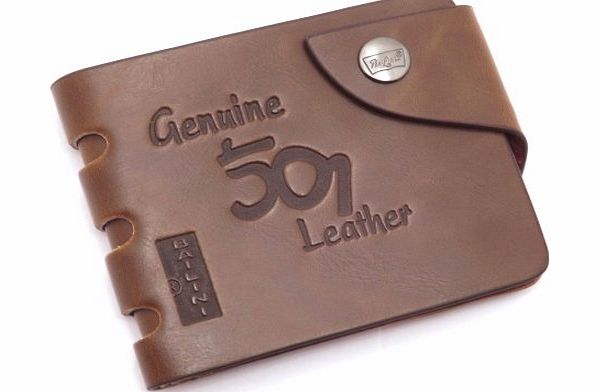 Eking New Quality Mens Fashion Vintage Leather Coffee Button Closure Bifold Wallet with Multiple Card Slots and I.D. Window Card Holder