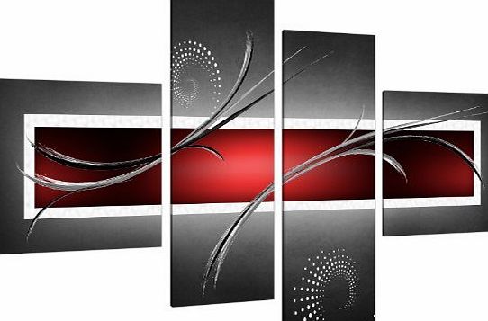 Wallfillers Canvas Large Red Black Grey Abstract Canvas Pictures 130cm XL Wall Art 4091