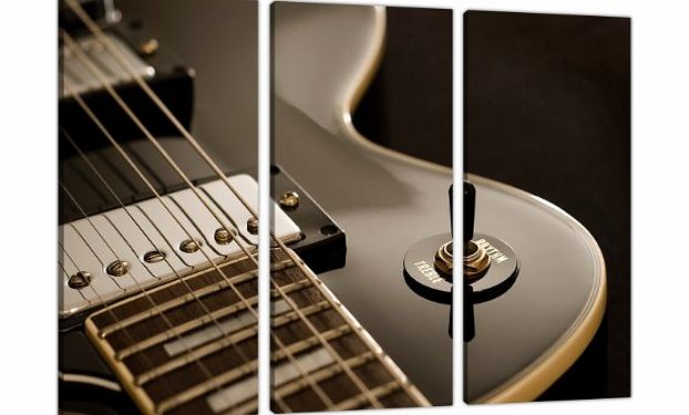 Wallfillers Canvas Set of 3 Part Black White Canvas Art Pictures Boys Bedroom Guitar 3125