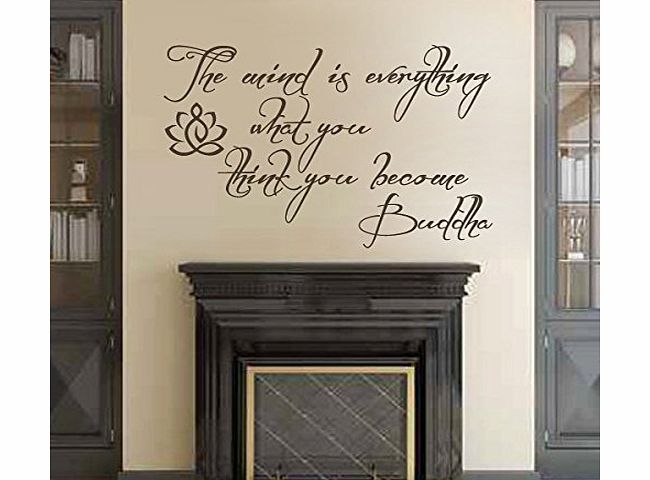 WallsUp Buddha Wall Decal Vinyl Lotus Flower Wall Sticker Yoga Wall Quote Wall Graphic Mural Home Art Decoration Black