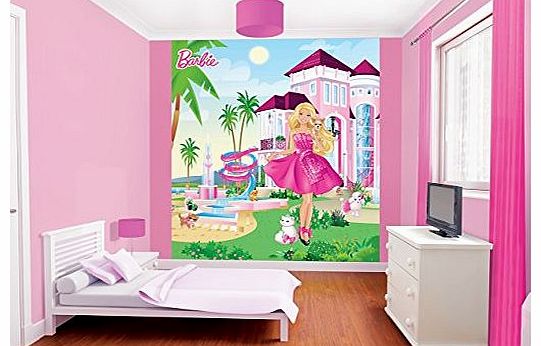 Walltastic Barbie Palace Mural, Pack of 12, Pink/ Multi-Colour