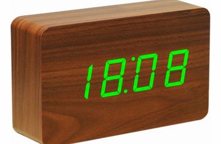Walnut Brick Click-on Alarm Clock with Green LED