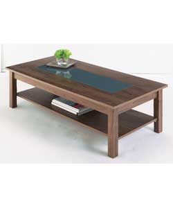 walnut Finish and Glass Coffee Table