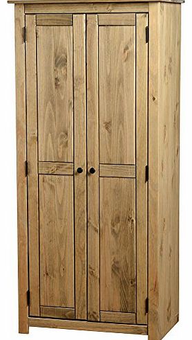 Wardrobes PANAMA 2 DOOR WARDROBE IN DISTRESSED WAXED PINE