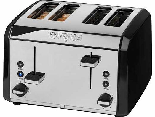 4 Slice Stainless Steel Toaster - Black