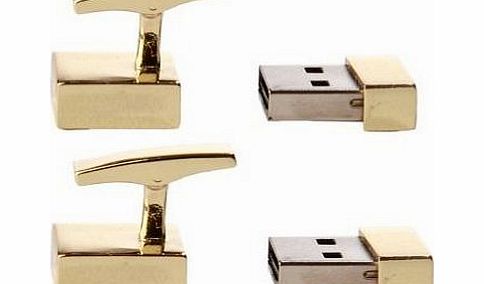 WarrenWexler USB 8 GB Flash Drive Cufflinks In Gold Casing