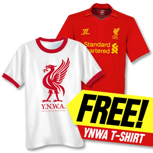 12-13 Liverpool Home Shirt + FREE YNWA T-Shirt