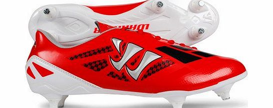 Warrior Gambler II Clash SG Football Boots Velocity Red/Ignite/Caviar/Metalllic Silver - size 8.5