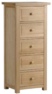 warwick Oak Chest of Drawers 5 Drawer Wellington