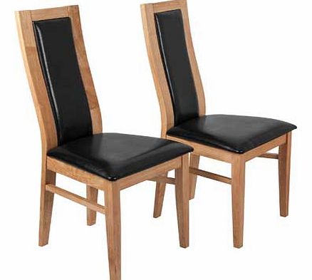 Warwick Pair of Black Oak Effect Dining Chairs