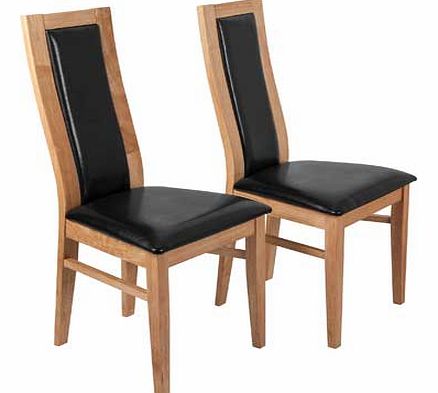 Warwick Pair of Black Oak Effect Dining Chairs