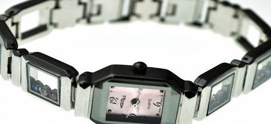 Watch out  CT606202 Pink Dial Floating Crystals Bracelet Watch