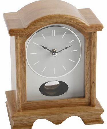 Broken Arch Oak Finish Wooden Mantel Clock with Pendulum