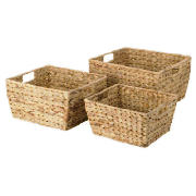 hyacinth 3 open baskets with handles