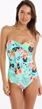 Watercult, 1295[^]272393 Botanical Beach Bandeau One Piece - Aqua