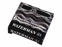 Waterman black short ink cartridges, PACK of 6