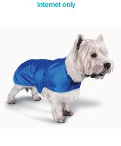 Waterproof Dog Coat Fleece Lined - Blue 8in