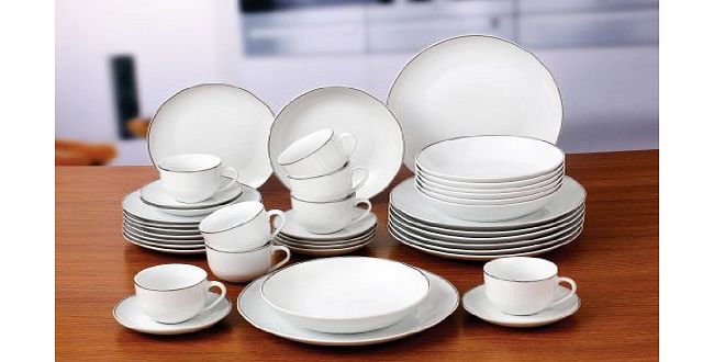Waterside Fine China 40 Piece Platinum Dinner Set
