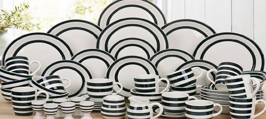 Waterside Fine China 50 Piece Burford Black Stripe Dinner Set