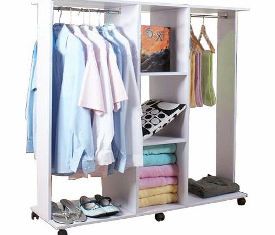 WATSONS MOBILE - Double Open Wardrobe / Clothes Hanging Rail - White