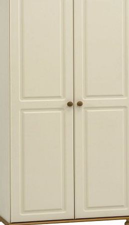 Watsons on the Web PICADILLY - Solid Wood 2 Door Double Wardrobe - Cream / Pine