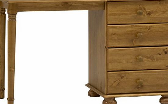 STRAND - Solid Wood 4 Drawer Dressing Table / Desk - Antique Pine