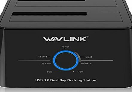Wavlink USB 3.0 Dual Bay SATA External Hard Drive Docking Station for 2.5 Inch and 3.5 Inch HDD / SSD Support Offline Clone / Backup Functions - Black