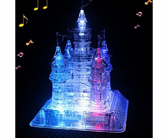 WAYCOM 3D Crystal Castle Puzzle - 3D Jigsaw, Light-Up Musical,80pcs