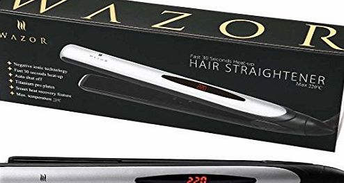 Wazor 1-Inch Hair Straightener Professional 3D Floating Plate Ceramic Flat Iron Large LCD Digital Temperature Control UK Plug