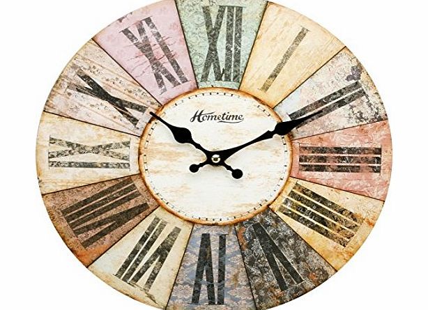 WBL Hometime MDF Round Wall Clock Roman Dial - Multi Coloured W6803BN