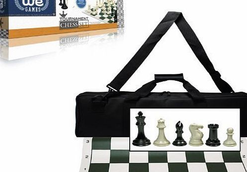 WE Games Wood Expressions Deluxe Tournament Chess Set with Canvas Bag and Triple Weighted Chessmen