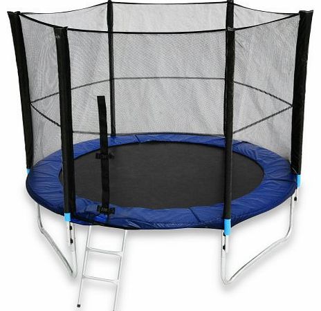 Trampoline with Safety Enclosure Net Ladder and Rain Cover - Black, 8 Ft