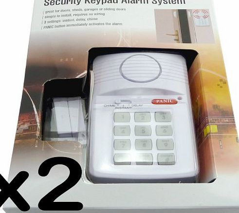 We Search You Save Pack of 2 - Security Keypad Alarm System - Battery Operated - Easy Installation No Wiring - 3 Settings : Instant, Delay, Chime