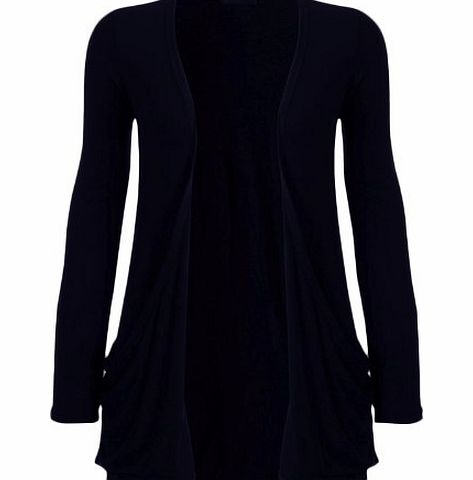 WearAll Ladies Long Sleeve Boyfriend Cardigan Womens Top - Navy Blue - 20/22