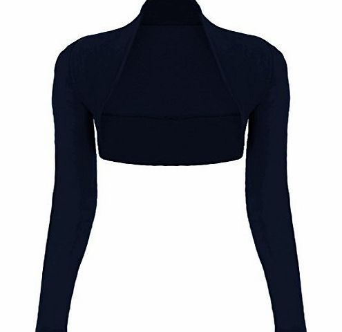 WearAll Ladies Long Sleeve Shrug Womens Bolero Cardigan Top - Navy Blue - 12 / 14