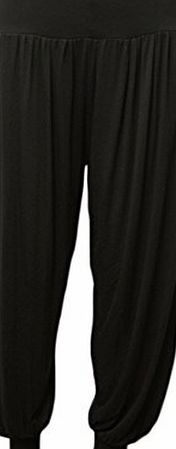 WearAll Ladies Plus Size Harem Trousers Womens Full Leggings Stretch Pants - Black 20/22
