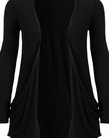 WearAll New Ladies Long Sleeve Boyfriend Cardigan Womens Top Black 16/18